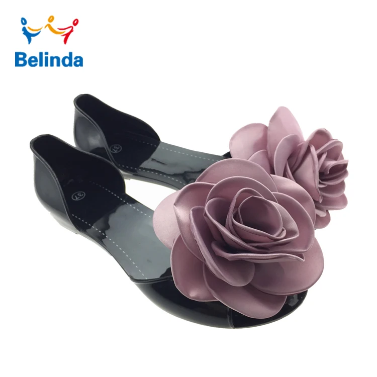 comfort PVC crystal flower women jelly shoes from China