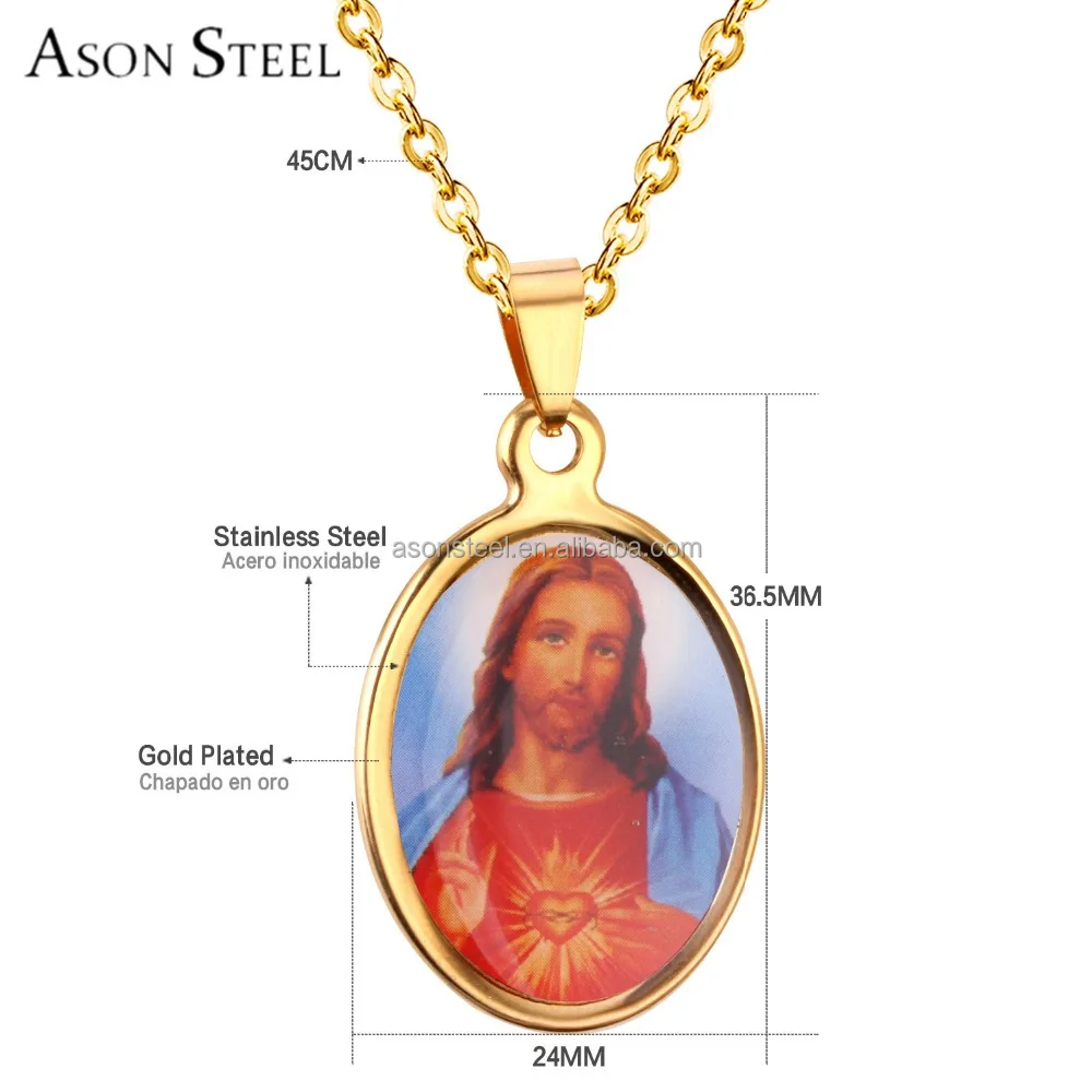 Stainless Steel Red Yellow Gold Plated INRI Jesus Piece Pendant Necklace Chain For Men Gift Vintage Christian