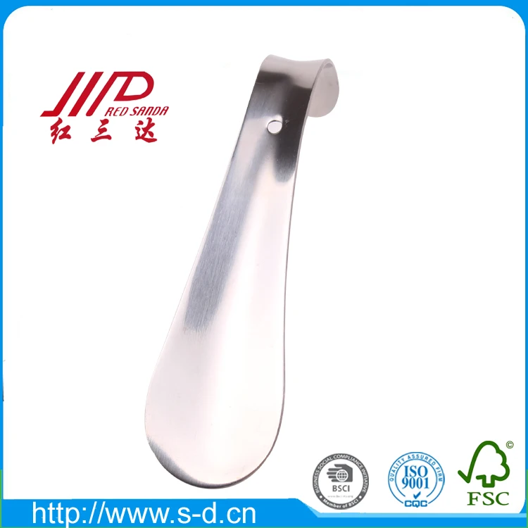 fashion stainless steel shoe horn with a hook 15cm metal shoe helper tool