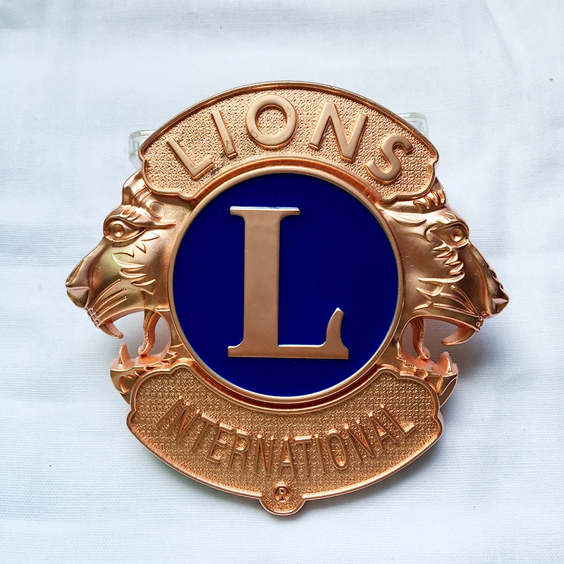Custom Car Chrome Logo Badges 3d metal enamel car bumpers Emblem for Lion Club