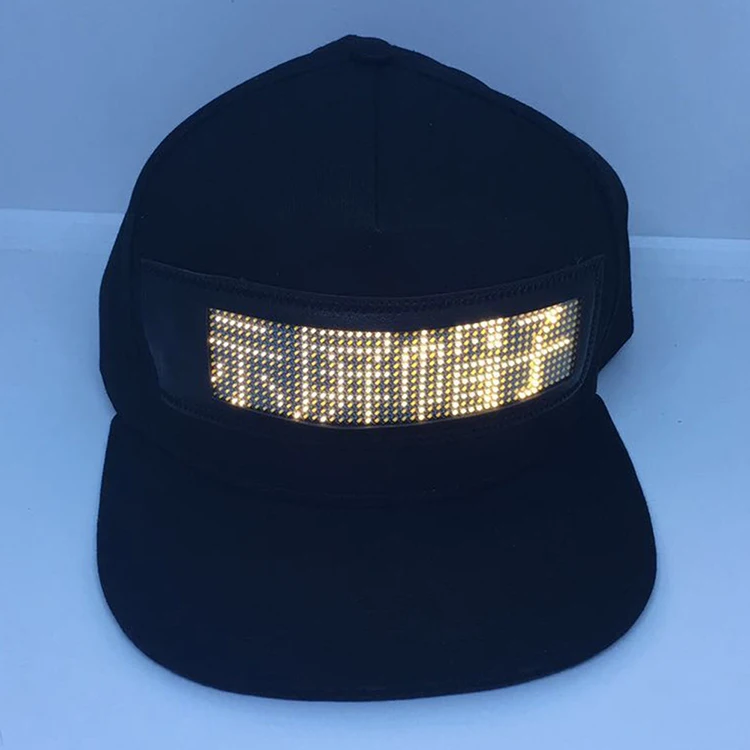 Wholesale USB Rechargeable Led Advertising Scrolling Message Hat LED Display Cap