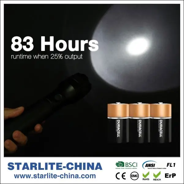 
STARLITE Excellent quality IPX7 413M 1101 police flashlight shock 