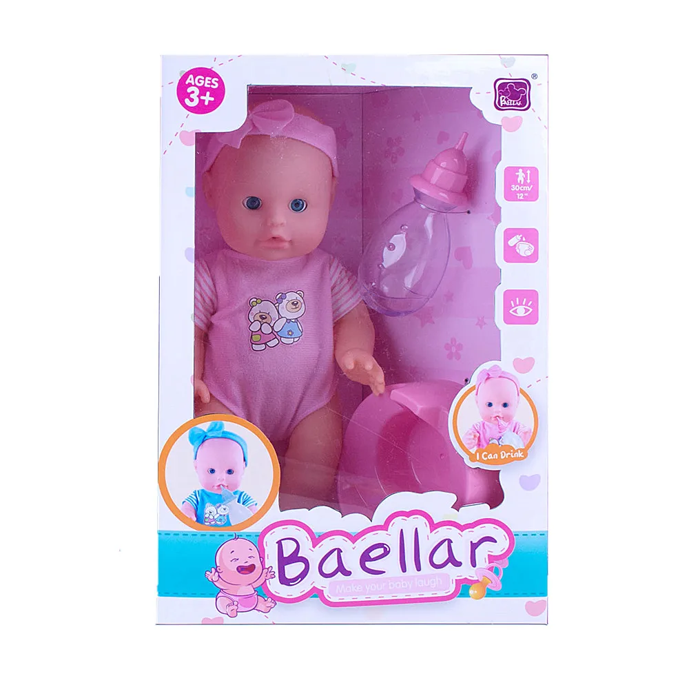 2018 Top Sales 12 Inch Girl Pee Reborn Baby Doll With Good Quality Bottle And Bedpan Toys Part