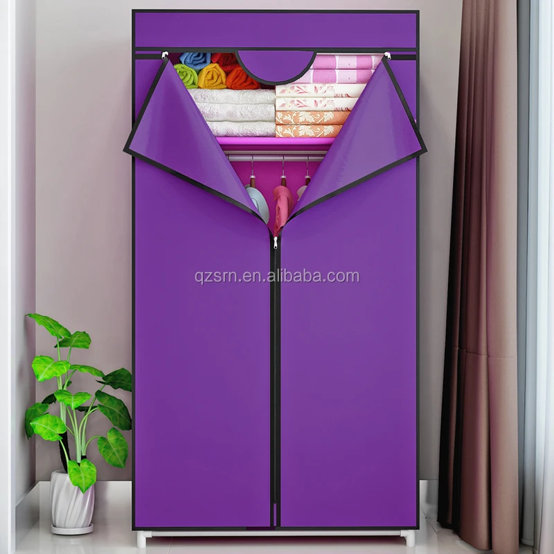 latest wardrobe zipper door design 1 cubes+1 Hanging Section armoire storage organizer with doors