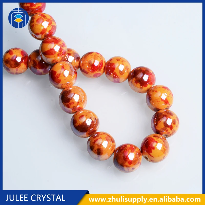 
Customized Colorful Bigger Beads Wholesale Porcelain Round Beads 