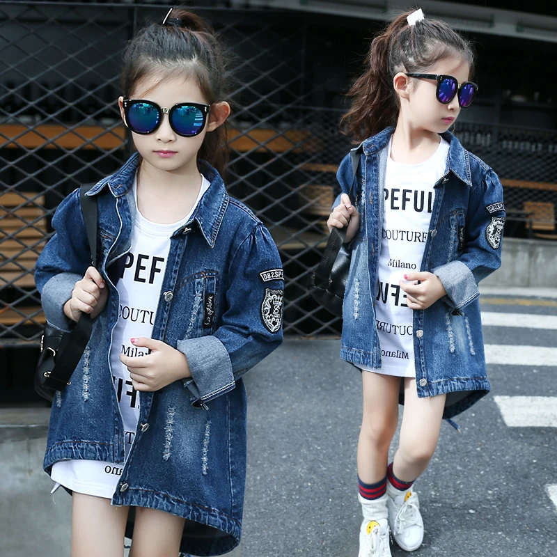 
Wholesale Price Kids Sequined Denim Jacket Girls Fashionable Jeans Overcoat 