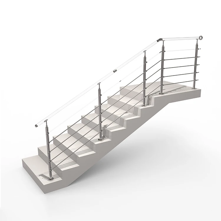 Customized Staircase and Handrail wrought iron stair handrail grade 304 stainless steel pipe railing prices