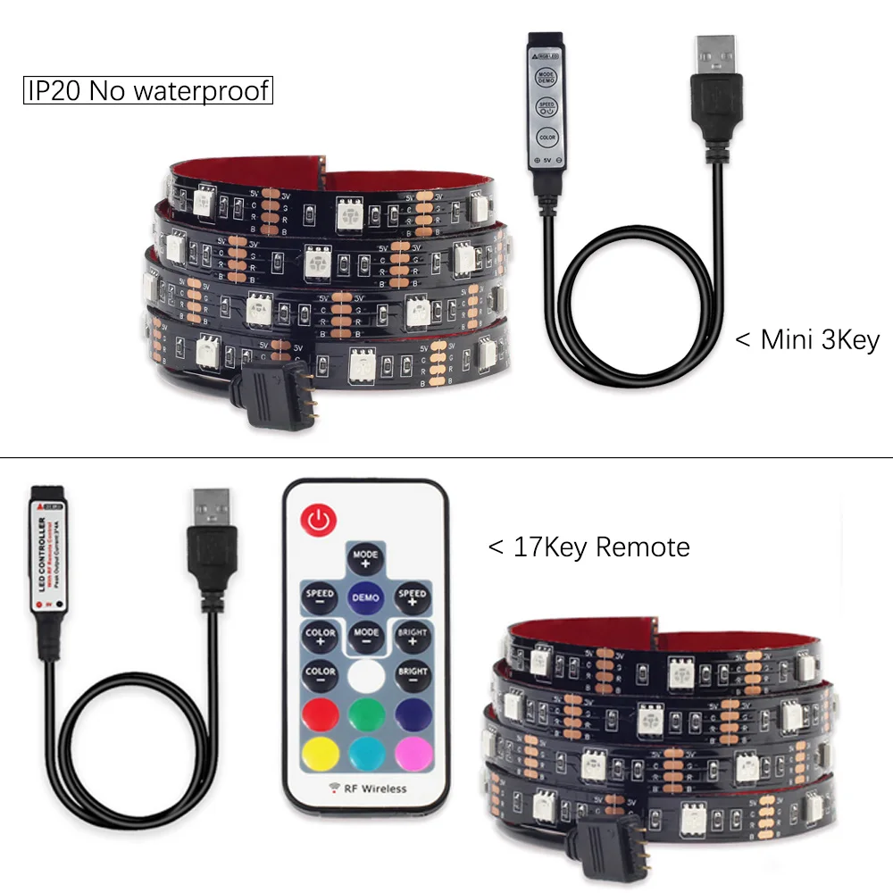Wholesale backlight waterproof zigzag 5V 3.7V 6V smd 5050 powered USB rgb  led strip