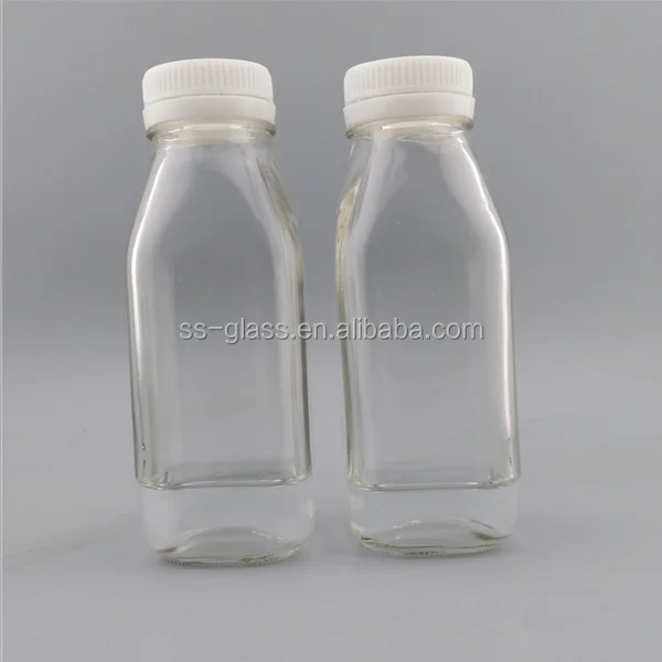 Hot sale cheap price 300ml 500ml french square glass juice /milk bottle