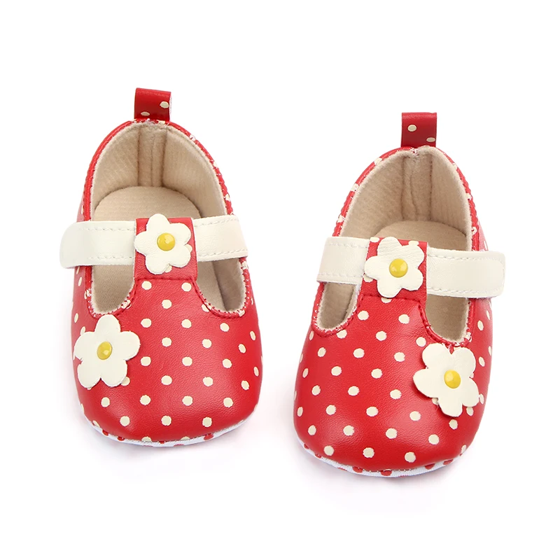 Hot Selling Dot Beautiful Flower Girls Shoes First Walkers Baby Shoes