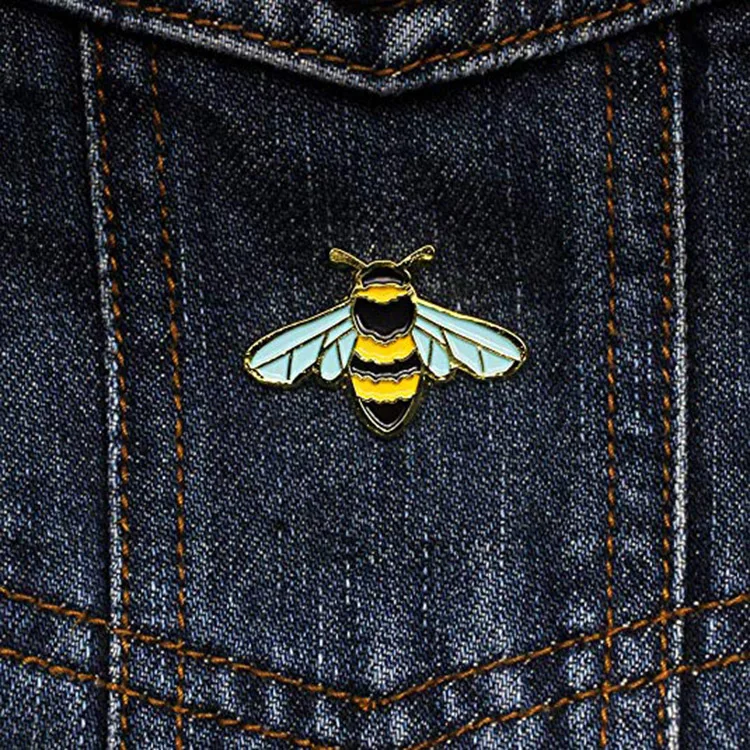 badge safety pin  animal bee shape unisex metal badge safety pin