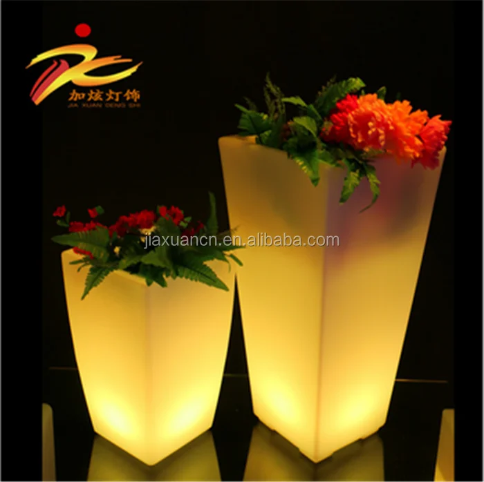 led glowing garden tall pot park plant outdoor plastic flower vase
