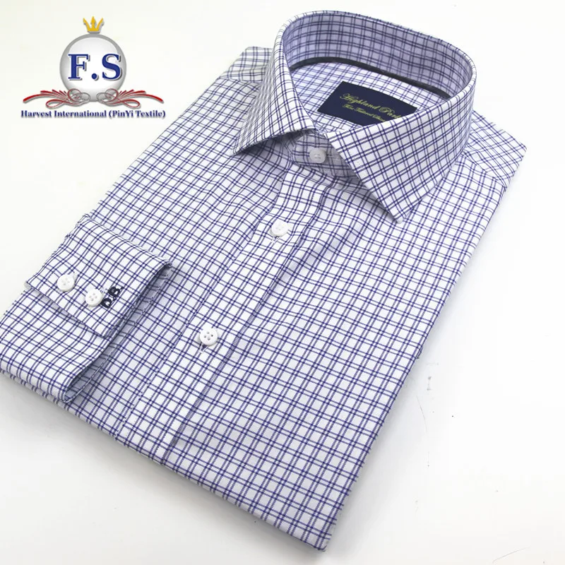 
dark blue plaid oxford high end bespoke mens dress shirts 