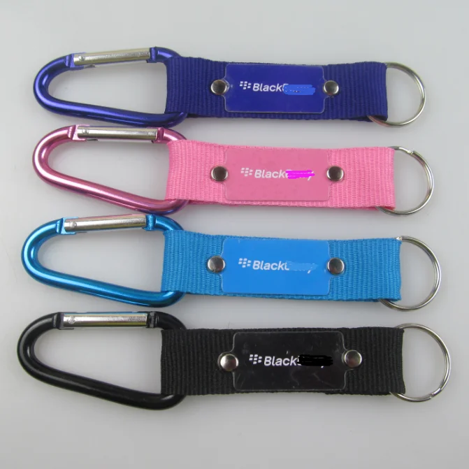 carabiner keychain with logo laser on metal plate