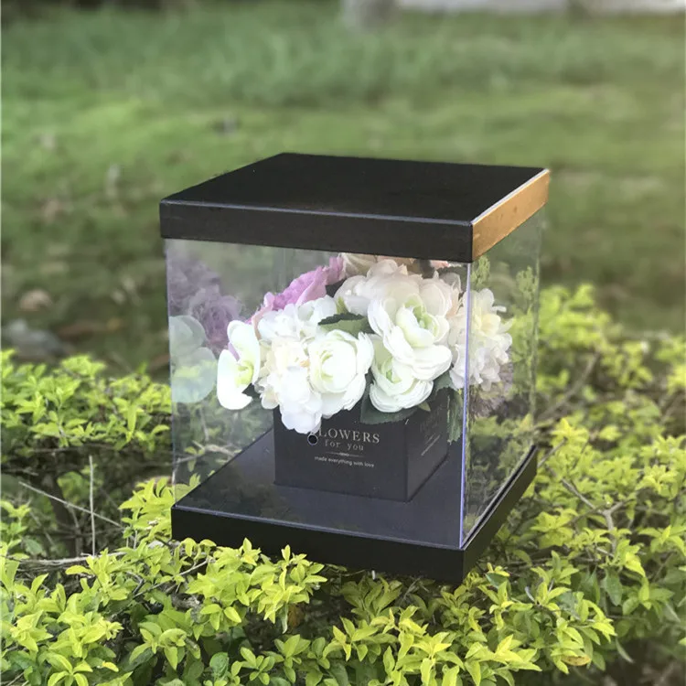 
Wholesale free logo PVC window high quality plastic printed flower box 