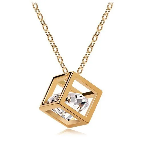 Wholesale Fashion Necklace Cubes Zircon Solid Gold Jewelry, 18k Gold Filled Jewelry