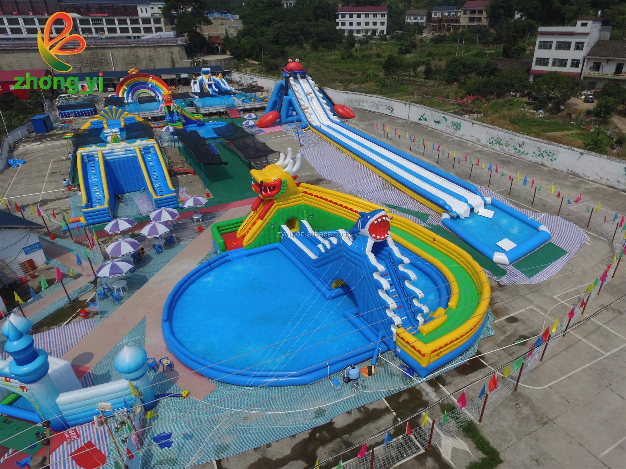 Hot Beach Entertainment Cartoon Inflatalbe Huge Dual Water Slide