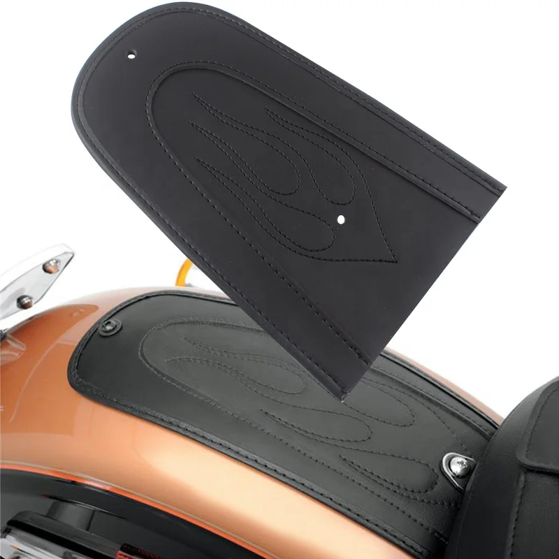 Запасные части для мотоцикла, черный кожаный нагрудник с пламенем для заднего крыла, подходит для Harley Sportster, Соло сиденье XL 883 1200 2004-2019, новинка