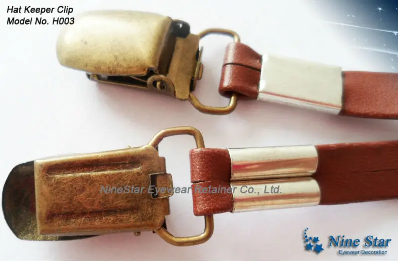 LEATHER HAT STRAP RETAINER Cord String flat leather clip cap