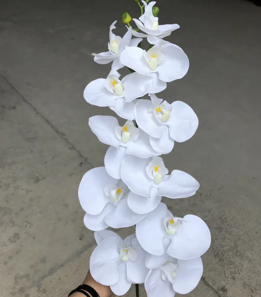 FC4002 Wholesale 11 heads Latex White Artificial Orchids for wedding