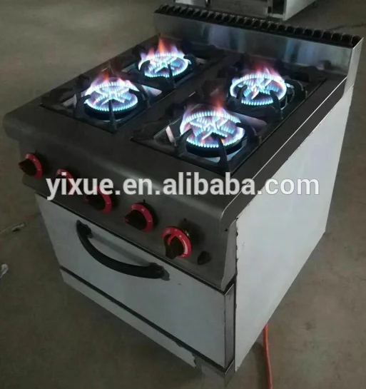 kitchen equipment stainless steel commerical gas range with 4-burner and oven