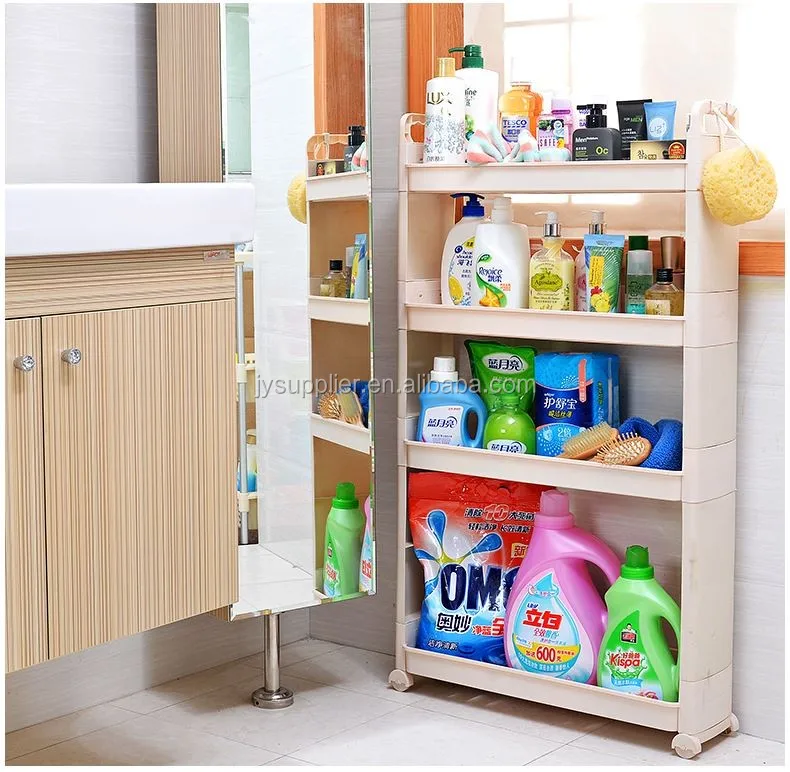 Wholesale Organizer Kitchen Racks Plastic Corner 4 Layer Kitchen Rack Storage Shelf Wth Wheels