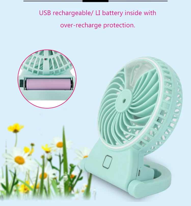 Mini mist spray usb rechargeable fan for iphone