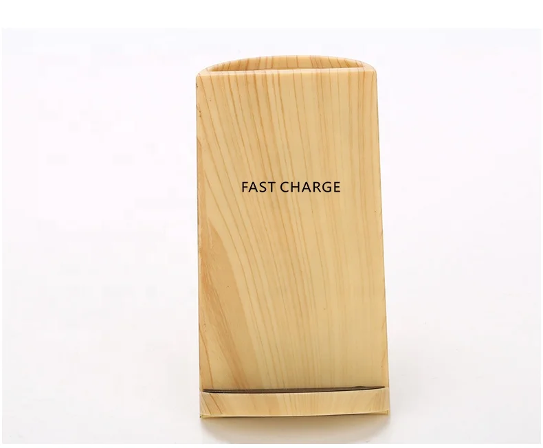 Shenzhen OEM Экологичное Быстрое беспроводное зарядное устройство Qi, подставка, деревянное Беспроводное зарядное устройство с контейнером для ручки для мобильного телефона