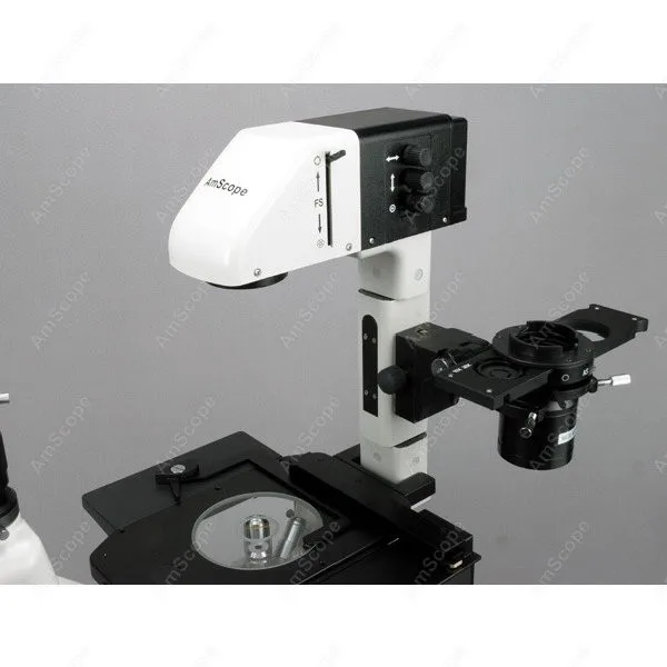 
AmScope Supplies 1500X Phase Contrast Inverted Fluorescence Microscope + 1.4MP B/W Cam 