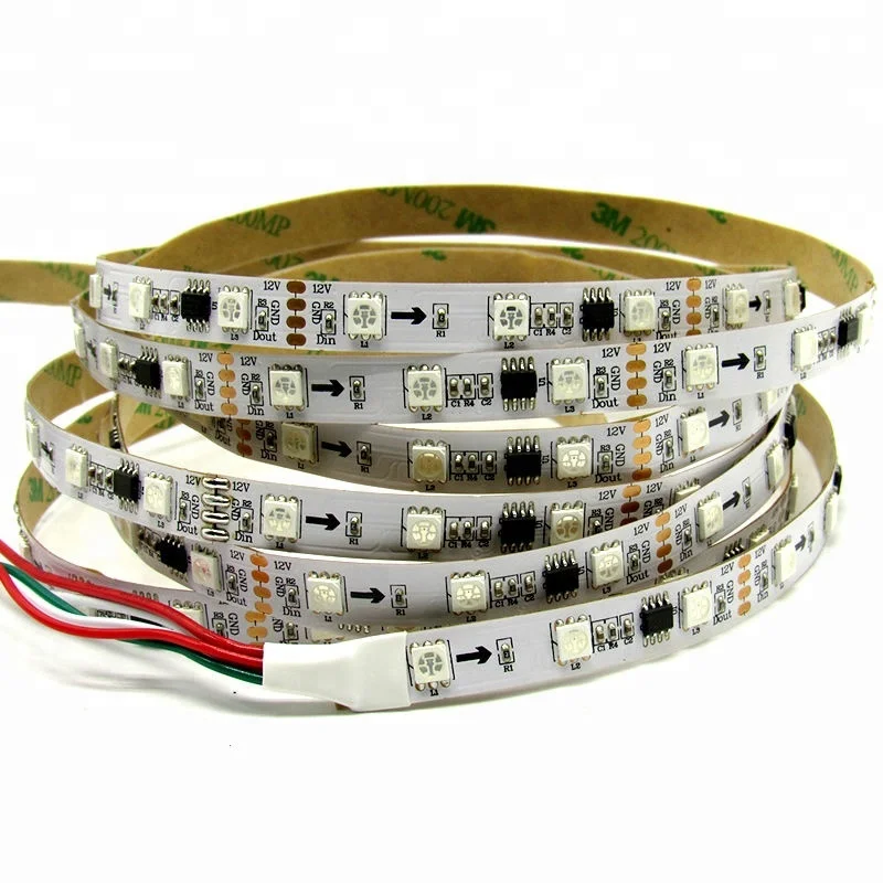 Non Waterproof 1903 IC Chip LED Strips 12V 3LED Per Cut 5050RGB Addressable LED Strips