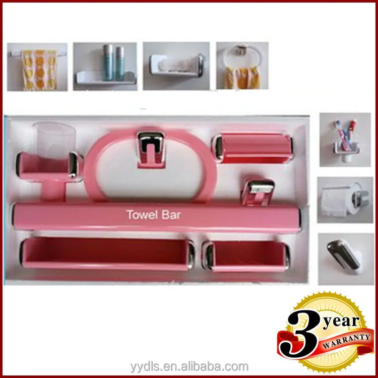 
sanitary wall-mounted bathroom accessory set Colorful Acrylic Bathroom Accessories 7PCS Plastic Bath Hardware Set 