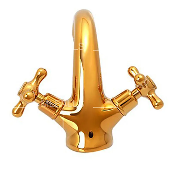 Luxury Double Handle Bathroom Faucet Gold Vintage Basin Mixer Morden Antiaue Gold Sink Tap Water Faucet
