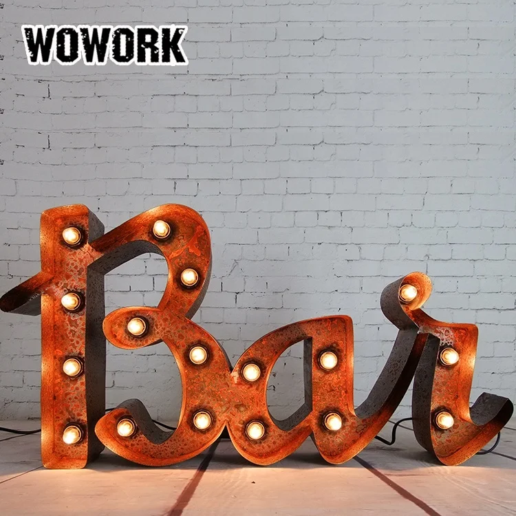 2024 WOWORK LED bar carnival display circus vintage style letter light Sign for shop decoration