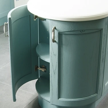 RTA Custom Satin Blue Oak Wood Kitchen Cabinet for North American