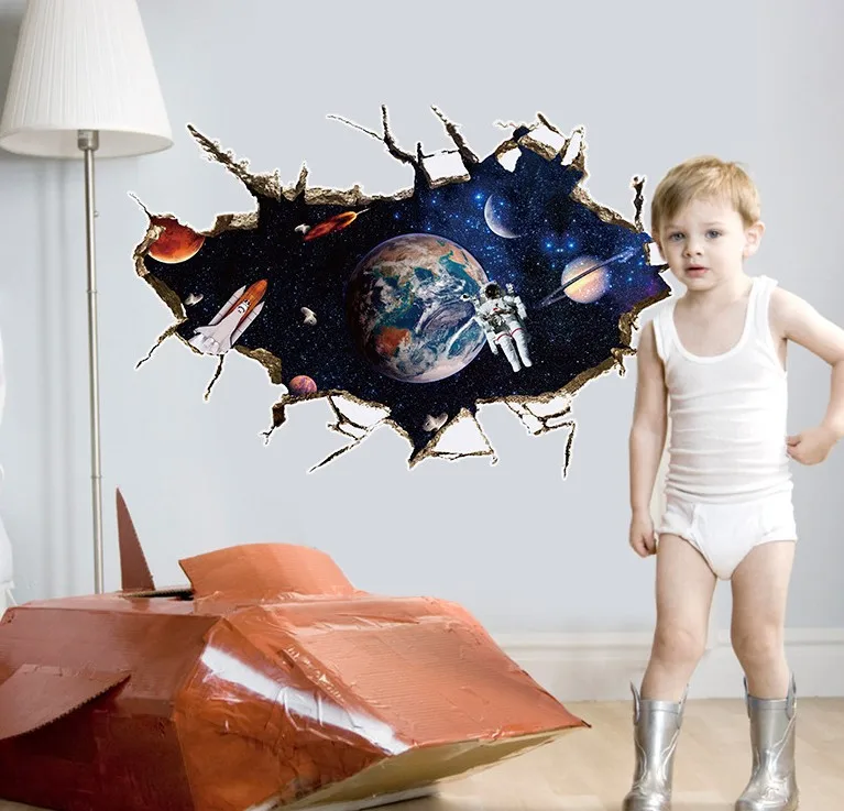 
The Fine Quality 3D Home Decorative Bathroom Waterproof Floor Ground Sticker , Wall Paper With Galaxy Star 