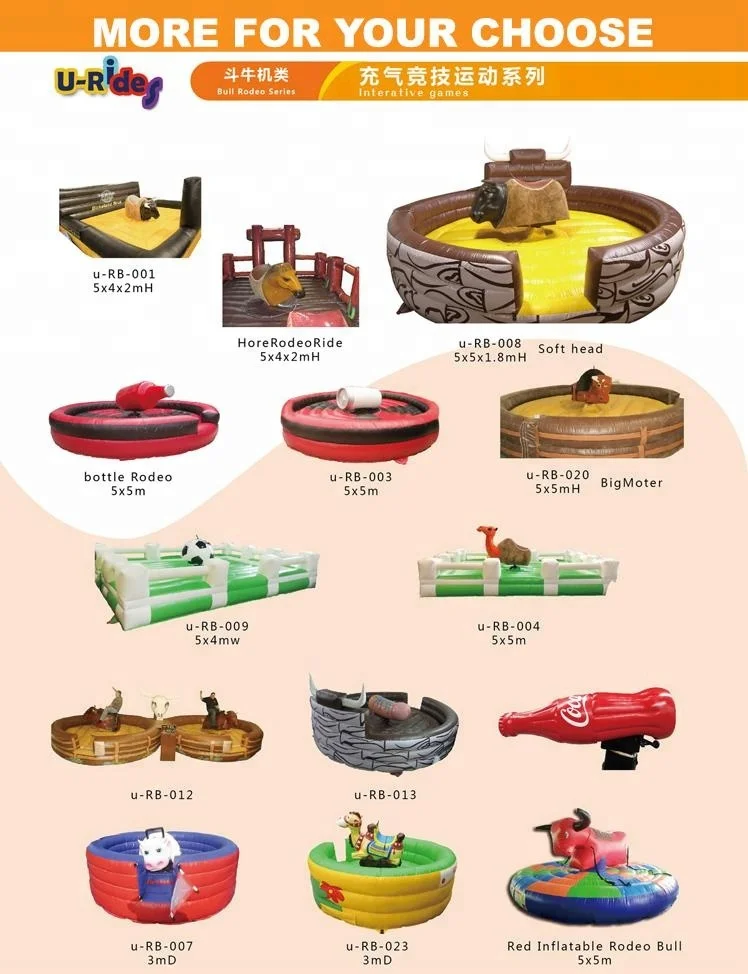 Wholesale interactive soccer and bull riding game inflatable rope pulling unicorn  inflatable rodeo bull games for sale