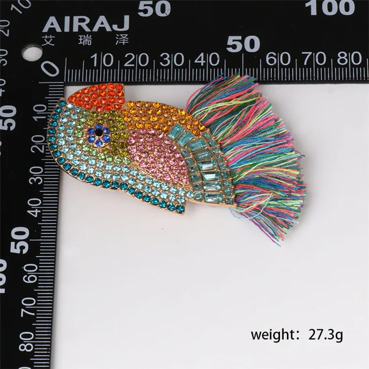 Unique Design Boho Colorful Fish Crab Flower Parrot Bird Tassel Drop Dangle Statement Crystal Earring For Bridal Wedding Jewelry