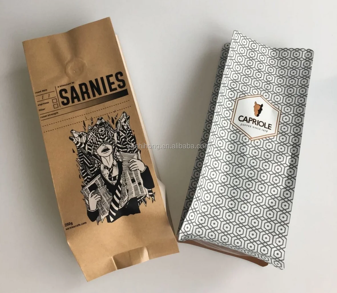 
Custom Color Printing Aluminum Foil Lined Laminated Material Food Packaging Green Tea Coffee Bag 