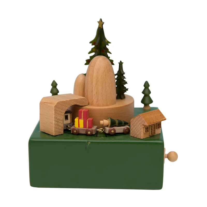 Green green wooden music box christmas