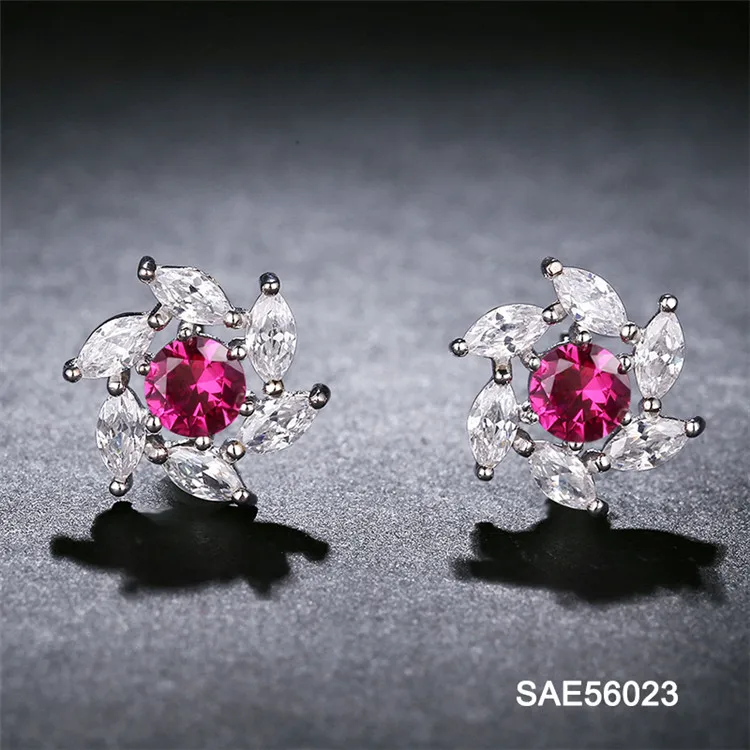 
Sevena SAE56023 New fashion Flower Shape Earrings Pink Stone Simple Gold Earring Designs For Women,Earrings Factory 