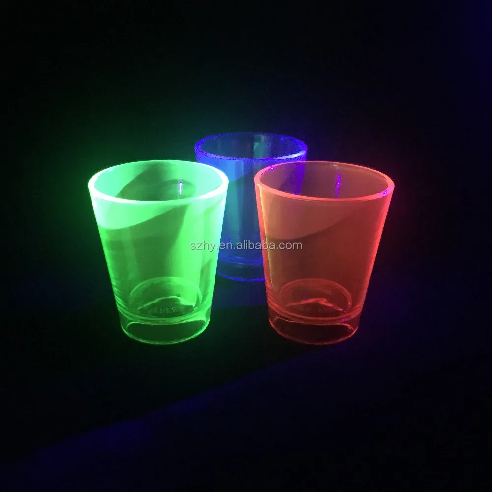 1.5 oz uv neon glowing in the dark shot glass acrylic