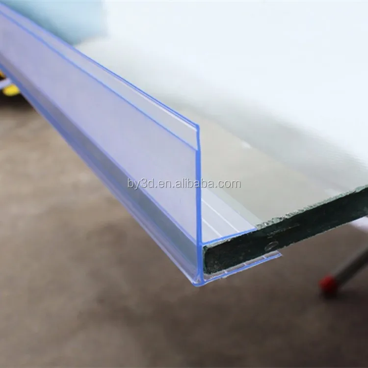 Perpendicular Design Clear PVC Flat Non-porous Surface Supermerket Shelf Price Tag/Label Holder Shelf Talker