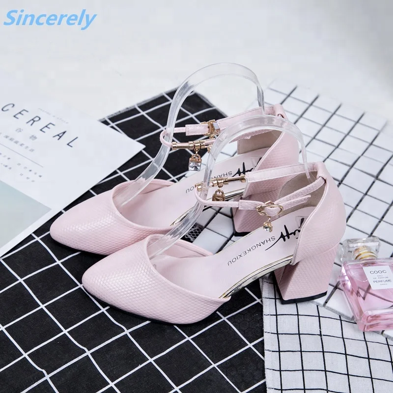 
wholesale OEM new fashion thick high heel office daily women shoes 