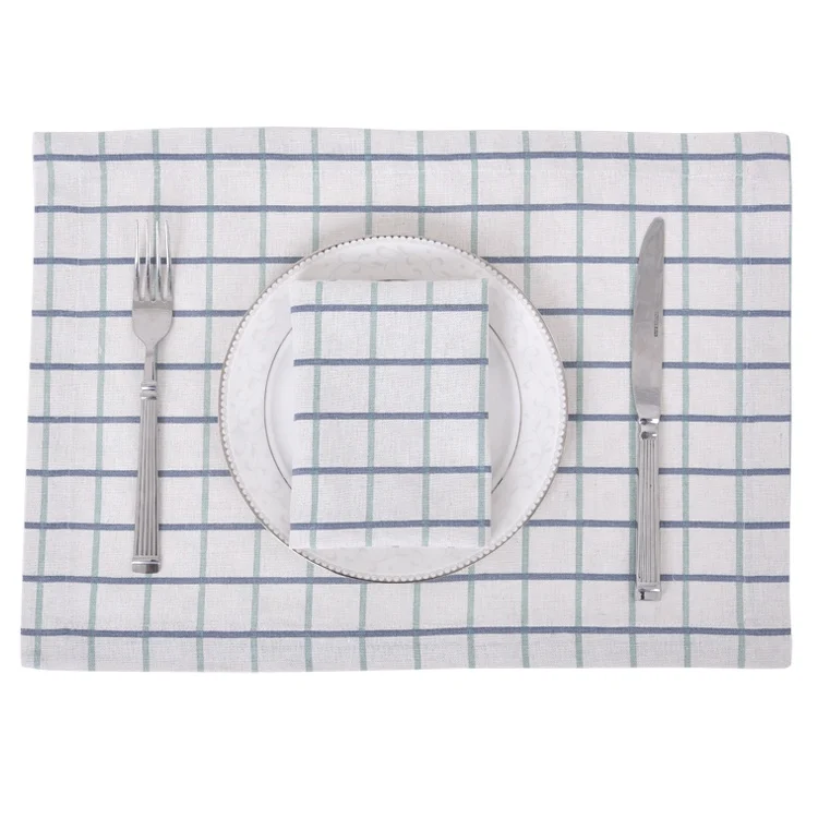 Набор столовых приборов с принтом, кухонный коврик из хлопка и льна, прямоугольная подставка под чашку