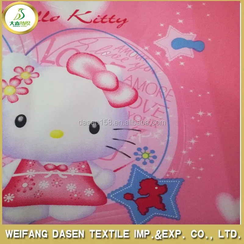 chinese wholesale supplier hello kitty polyester fabric for bedspread