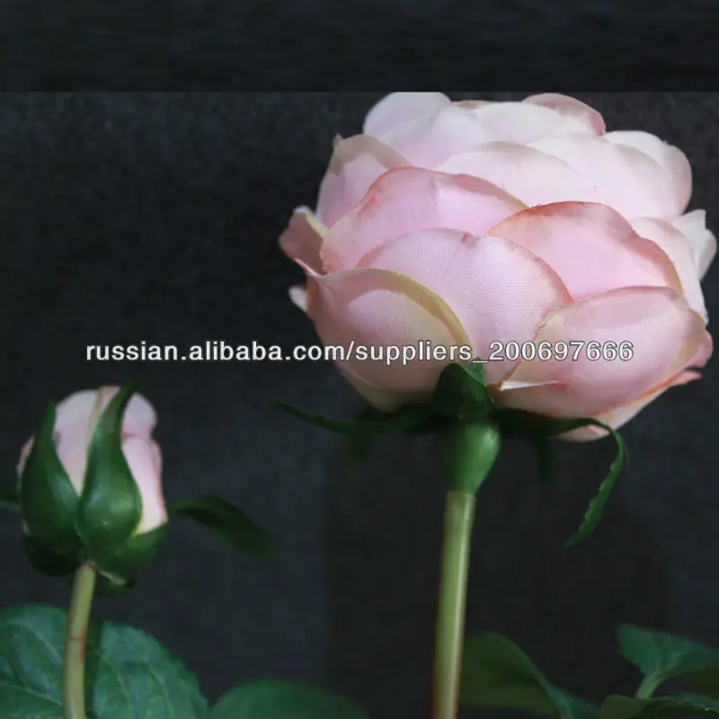 2014 НОВЫЙ ДИЗАЙН Искусственная роза 46cm розовый Один цветок одна почка шелковая лепестки стебель с тремя группами отпуска