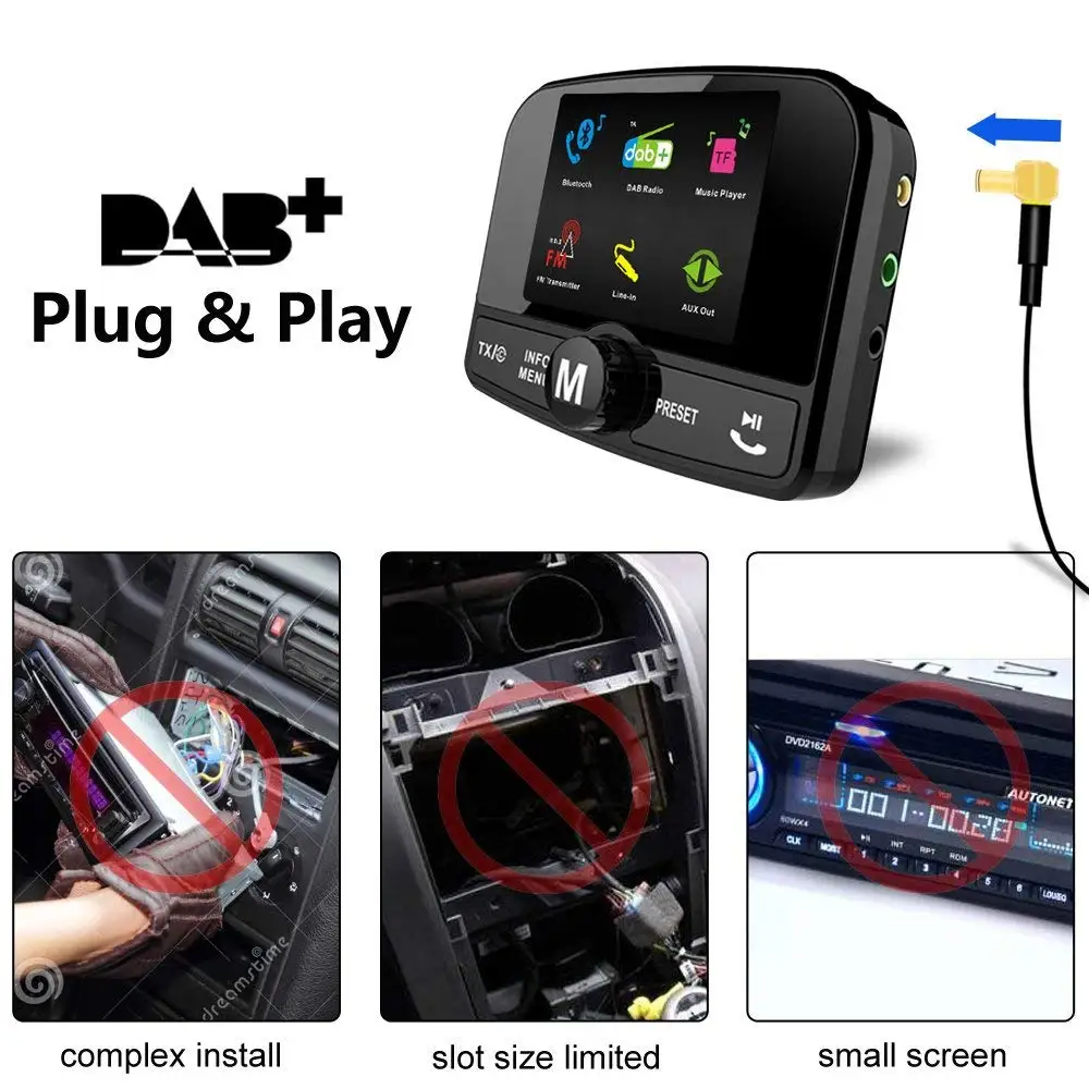 In Car Digital Radio DAB/DAB+ / DAB FM Transmitter Combined With Magnet Antenna Easy to Install And Get Strong Signal