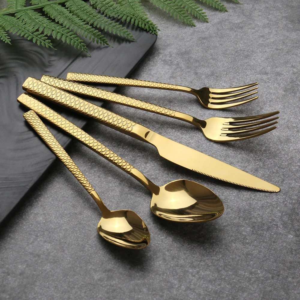 
2021 Amazon Top Selling Unique Design Gold Plated Cutlery Dining Set Flatware Wholesale 