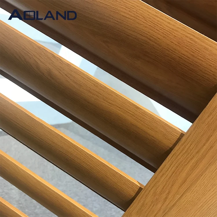 Aluminium Wooden Grain Powder Coat Louvre French Doors Design Single Door