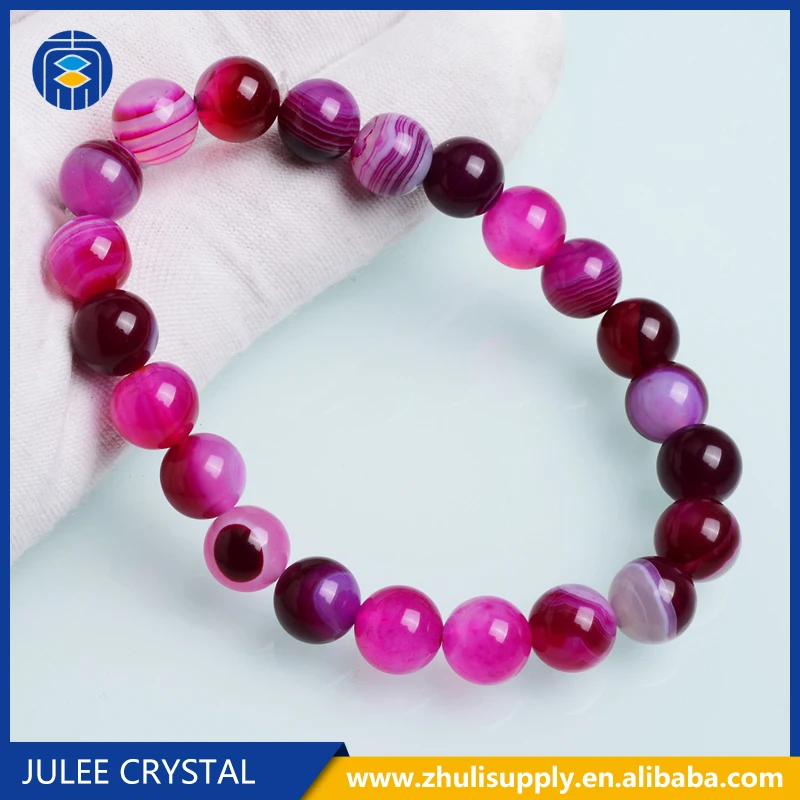 
Wholesale Handmade Colorful Smooth Round Gemstone Bead Bracelet 